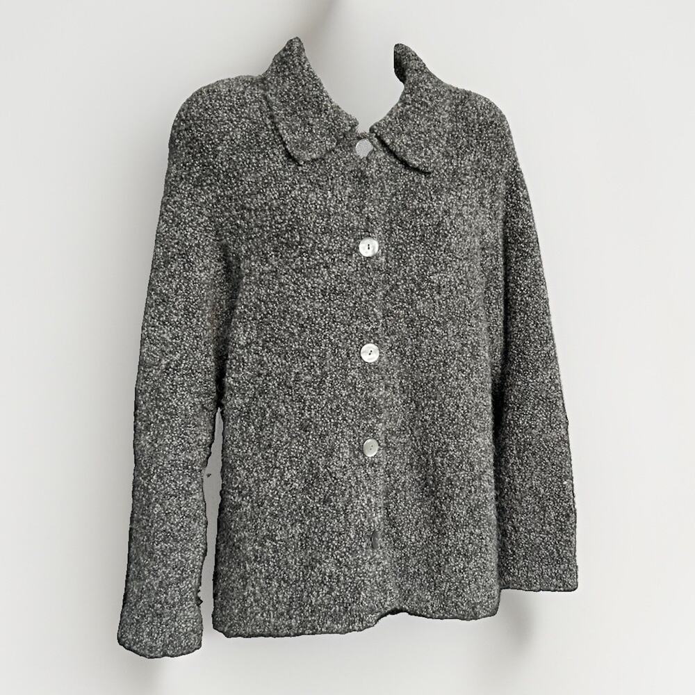 Talbots Italian Wool Blend Bouclé Button-Front Jacket Size Medium Vintage Gray - Picture 3 of 12